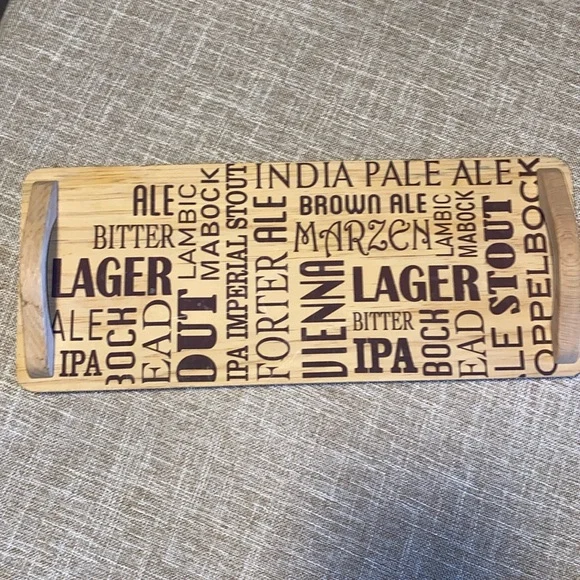 Wooden serving Tray with handles Subway Style List of Beers - Picture 1 of 2